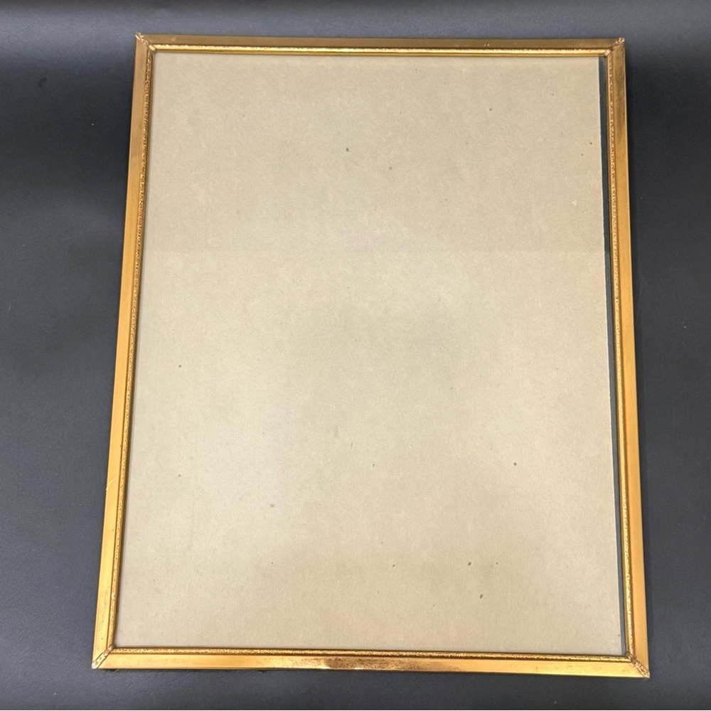 Vintage MCM Regency Style Gold-tone Metal Art Deco Picture Frame 14”X11”